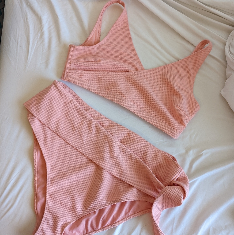 Peek & Beau Light Pink Textured Wrap Bikini
